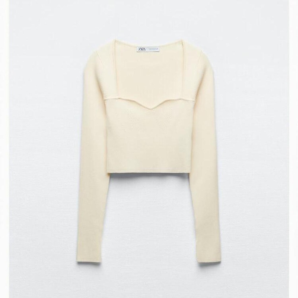 Zara Knit Ribbed Corset Long Sleeve Top